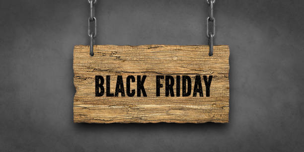 wooden sign with message BLACK FRIDAY - 3d illustration stock photo