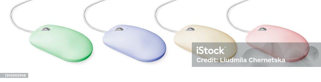 Solid Color Computer Mouse Modern Computer Mouse On White Background Different Color Variants ...