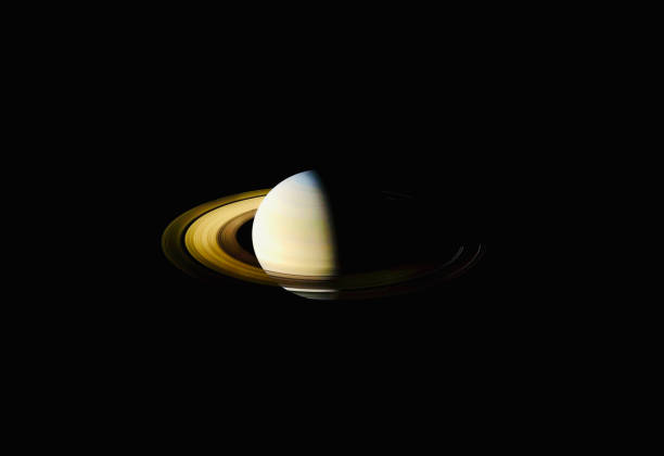 istock Illustration of planet Saturn in black dark universe 1345006996