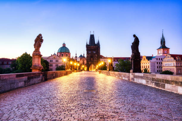 istock Illuminated Charles Bridge at Dusk, Prague, Czech Republic 1345012526