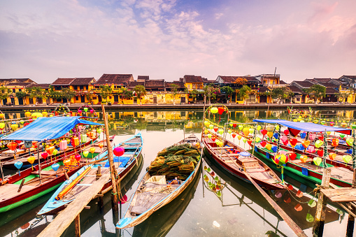 Decorated Boats on the River, Hoi An, Vietnam