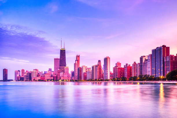 istock Chicago Skyline at Epic Sunset, Illinois, USA 1345012596