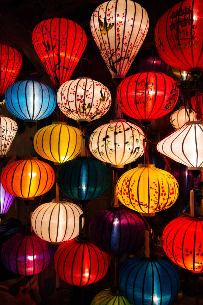 istock Colorful Bright Lanterns in the Darkness 1345012734