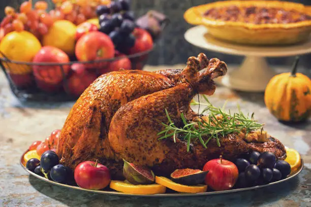 Photo of Preparing Stuffed Turkey with Side Dishes for Holidays