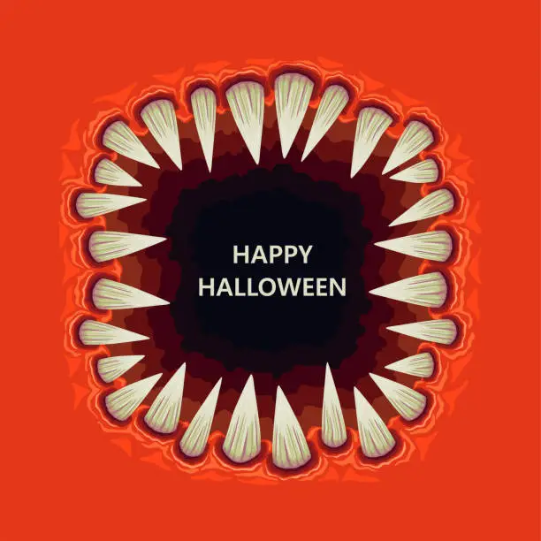 Vector illustration of frame in the form of scary monster teeth. halloween vector background