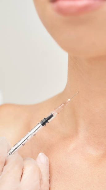 istock Neck injection. Spa salon closeup view. Beauty treatment 1345030689