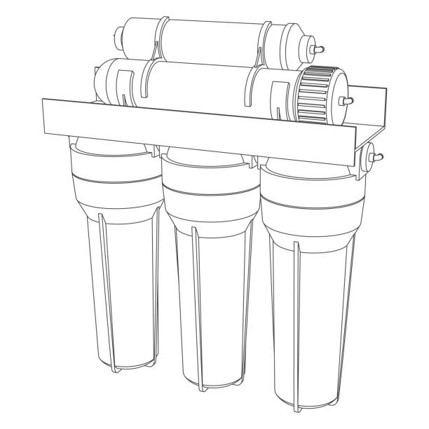 vector trinkwasserfilter, umkehrosmose-heimsystem - water softener stock-grafiken, -clipart, -cartoons und -symbole