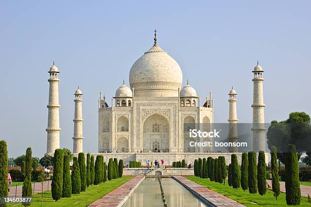 Taj Mahal W Agrze Indie - zdjęcia stockowe i więcej obrazów Agra - Agra, Architektura, Azja