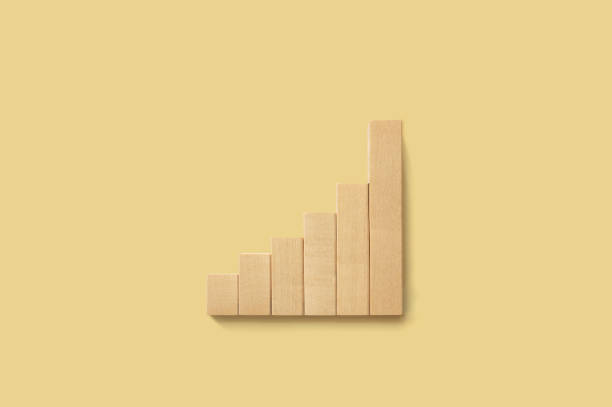 istock Ladder graph career path for business growth success process concept. Wood block increase with arrow up and copy space 1345040308