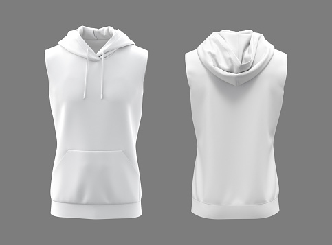 Vest hooded sweatshirt mockup for print, 3d rendering, 3d illustration