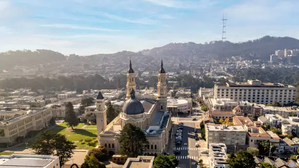 High quality aerial photo of the University of San Francisco in San Francisco.