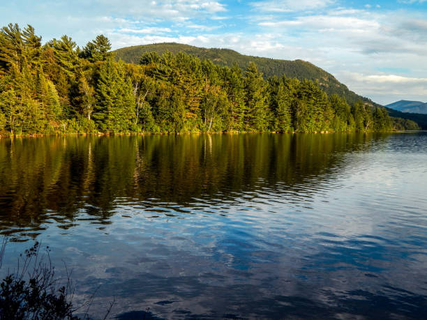 istock Lagoon with trees and mountains and trees in the background 1345043733
