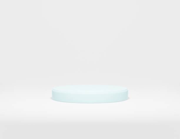 istock Abstract minimalist blue podium for product presentation with white background, 3d render illustration, 3d presentation 1345043906