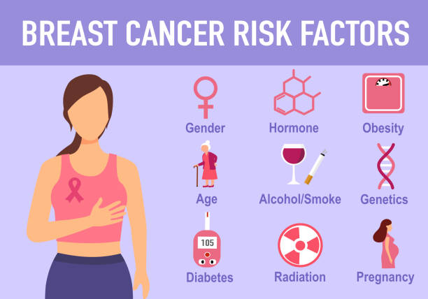 Breast cancer risk factors infographic vector illustration. vector art illustration