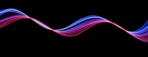 illustrations, cliparts, dessins animés et icônes de vague abstraite bleue et rouge. conception de ligne magique. élément de mouvement de courbe d’écoulement. illiustration ondulée à gradient de néon. - sine wave oscillation energy sound