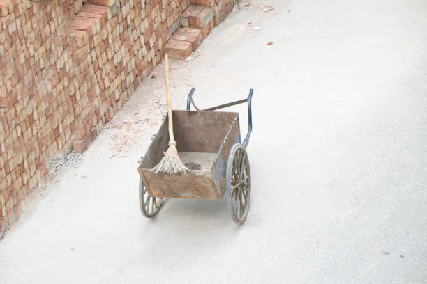 Broom and cleaning equipment in the open yard