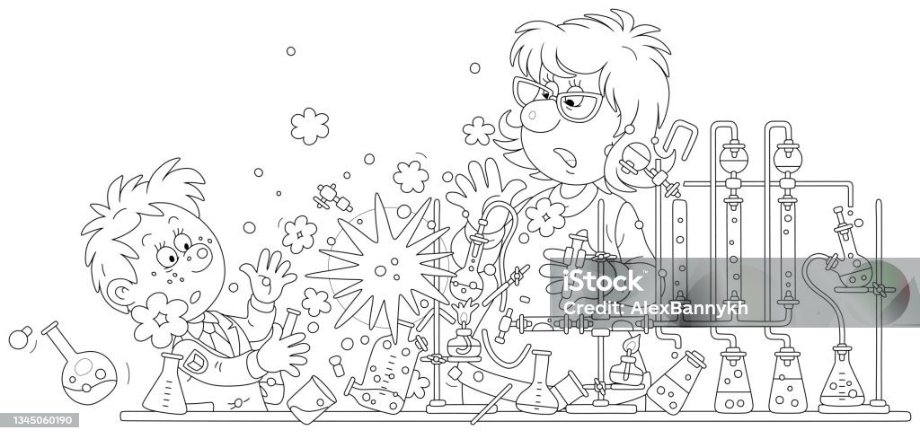 School Exploding Drawing Schoolboy Making An Explosion Stock Illustration - Download Image Now ...