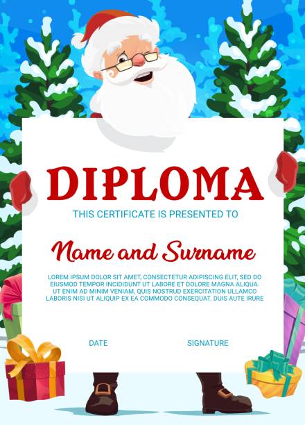 ilustrações, clipart, desenhos animados e ícones de diploma escolar de educação, certificado de natal - star shape star christmas backgrounds