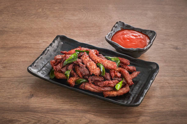 istock Thai food menu, fried beef in one sun 1345065379