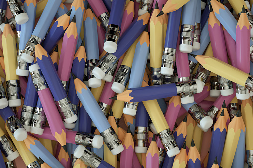 3d rendering of Pencils, Crayons, Colorful, Back to School, Minimal Idea Background.