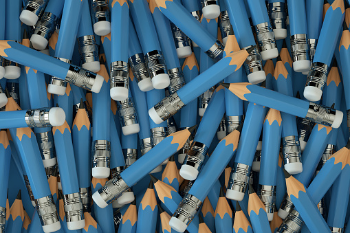 3d rendering of Small Pencils, Back to School, Minimal Idea Background.