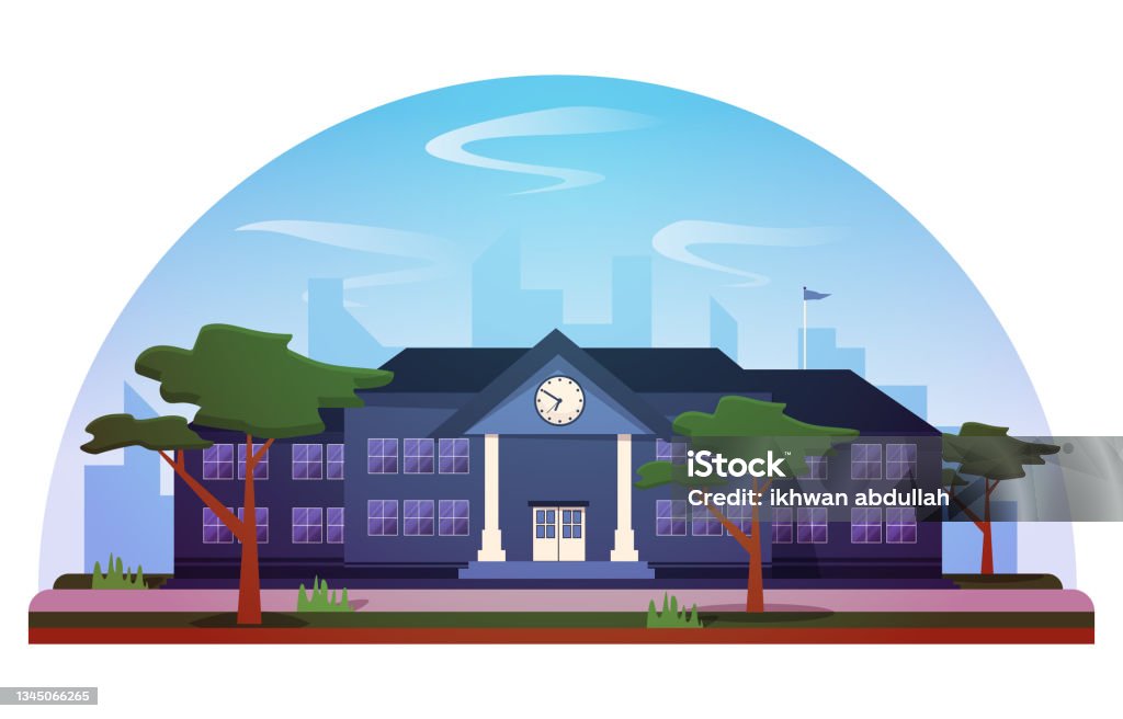 Elementry School Vector Elementary High School Building Study Education Vector Illustration ...