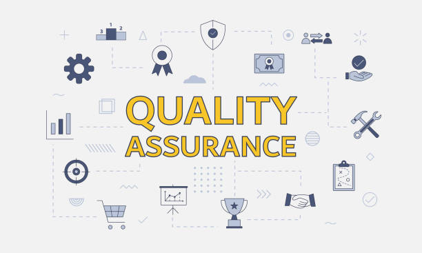 qa quality assurance concept with icon set with big word or text on center qa quality assurance concept with icon set with big word or text on center vector illustration better complaint stock illustrations