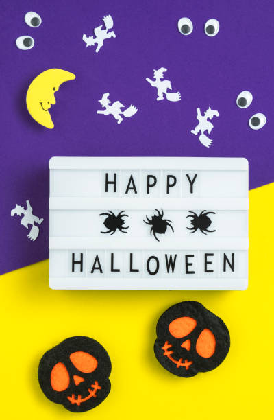 istock Abstract Halloween composition in purple and yellow 1345068819
