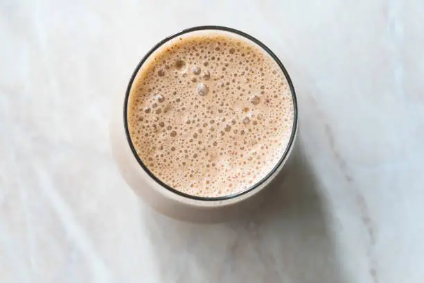 Photo of Oatmeal Smoothie with Peanut Butter, Cinnamon, Banana and Apple.