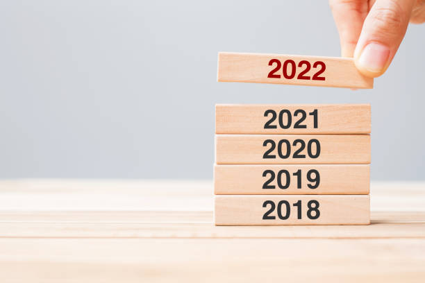 istock hand pulling 2022 block over 2021, 2020 and 2019 wooden building on table background. Business planning, Risk Management, Resolution, strategy, solution, goal, New Year and happy holiday concepts 1345071792