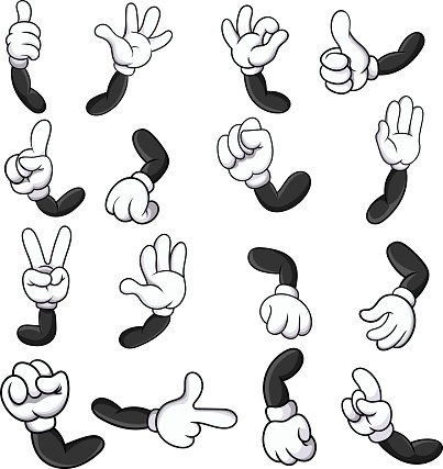Vector illustration of Cartoon gloved hands with different gestures