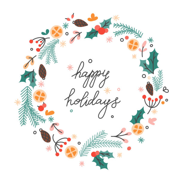 440+ Happy Holidays Wreath Stock Photos, Pictures & Royalty-Free