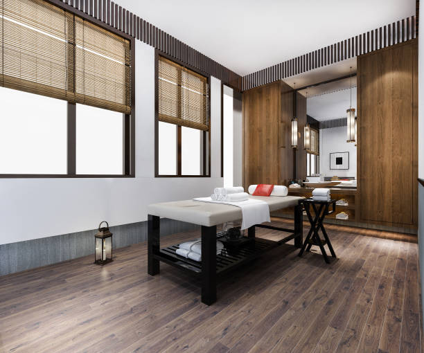 istock 3d rendering spa and massage wellness in hotel suite with bathtub 1345079812
