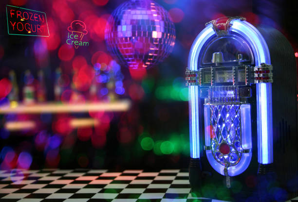 istock Jukebox in Bar with Disco Ball and Bokeh 1345082451
