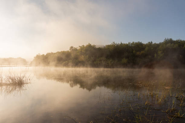 Beautiful river in misty morning.