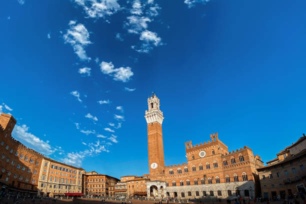 tower in the Piazza del Campo in Siena town in the Tuscany Piazza del Campo in Siena, Italy derby city stock pictures, royalty-free photos & images