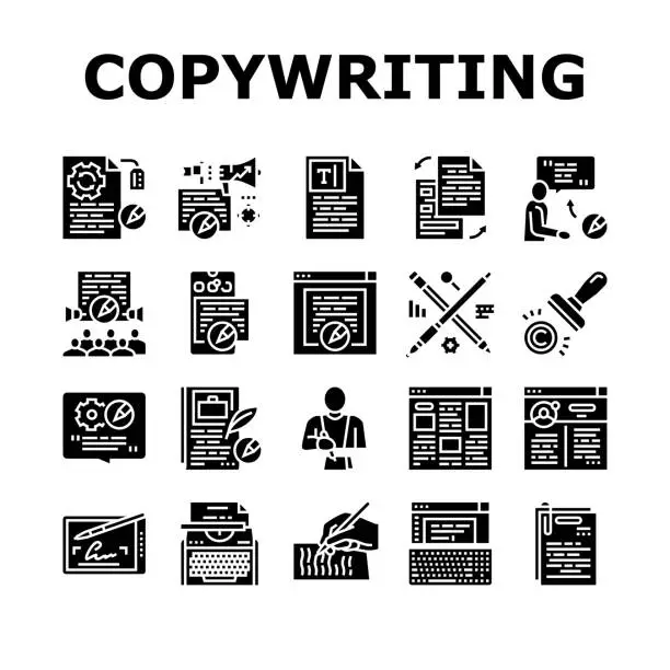 Vector illustration of Copywriting Content Strategy Icons Set Vector