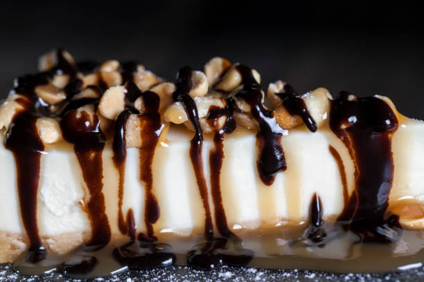 istock dessert cheesecake covered with caramel and chocolate 1345087749