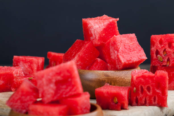 istock sliced red ripe watermelon close up 1345087776