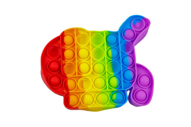 istock Colorful pop it antistress toy isolated on white background 1345087797