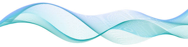 ilustrações, clipart, desenhos animados e ícones de fluxo de cor azul swoosh azul de ondas marítimas fluxo de ar de onda de água dinâmica ondulada linha curva. redemoinho liso projeta onda de som vapor isolado em fundo branco textura véu transparente ilustração vetorial - flowing water water air wave