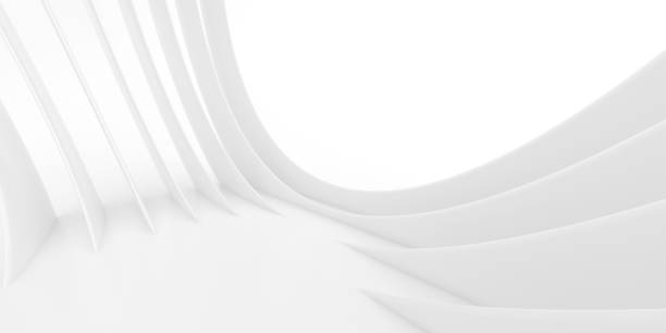istock Abstract of white lines background, Minimal dynamic shape, 3d rendering. 1345092393