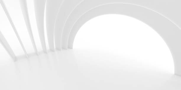 istock Abstract of white lines background, Minimal dynamic shape, 3d rendering. 1345092396
