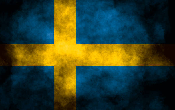 Closeup of grunge Swedish flag Closeup of grunge Swedish flag 國旗 stock pictures, royalty-free photos & images