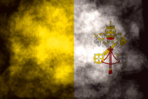 Closeup of grunge Vatican flag Closeup of grunge Vatican flag 國家名勝 stock pictures, royalty-free photos & images