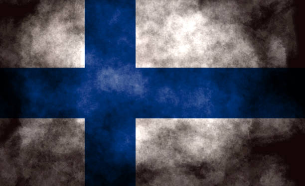 Closeup of grunge Finnish flag Closeup of grunge Finnish flag 國旗 stock pictures, royalty-free photos & images