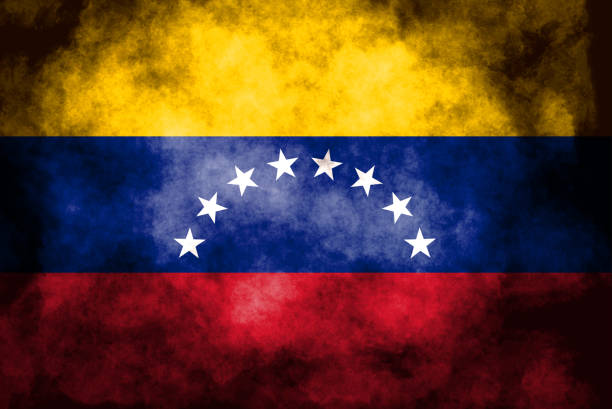 Closeup of grunge Venezuelan flag Closeup of grunge Venezuelan flag 國旗 stock pictures, royalty-free photos & images