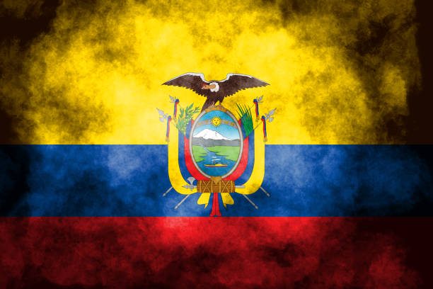 Closeup of grunge Ecuador flag