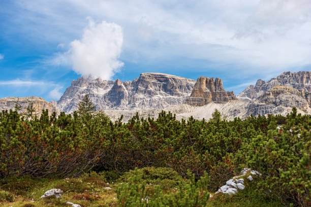 picos montanhosos de dolomitas de sesto no parque natural tre cime di lavaredo - trentino-alto adige itália alpes - tre cime - fotografias e filmes do acervo