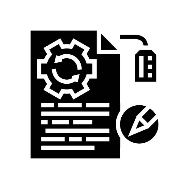 Vector illustration of brand development copywriting glyph icon vector illustration